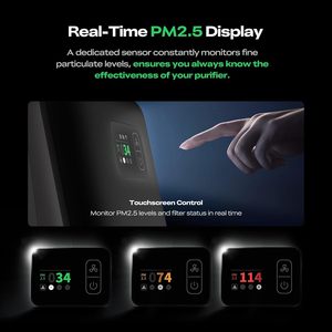 Purificador de Aire Creality con Filtración de 360 Grados, Filtro de Carbón Activado de Alta Densidad, Pantalla de Calidad del Aire, Color Negro, para Hogar y Oficina - Product Image 5