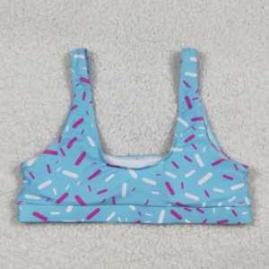 S0575 RTS Ensemble de sport pour femme adulte, maillot de bain d'été, imprimé flocons de crème glacée bleus, style boutique, vente en gros - Product Image 4