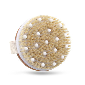 Brosse en sisal 100% naturelle et végétarienne, brosse exfoliante en poils de porc, manche en bambou et bois, pour douche et utilisation à sec, vente en gros fabricant - Product Image 5