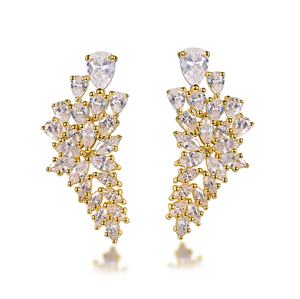 Boucles d'oreilles pendantes en or Kirin avec flocon de neige creux en CZ, boucles d'oreilles élégantes <span class=keywords><strong>et</strong></span> charmantes pour femmes, bijoux - Product Image 1