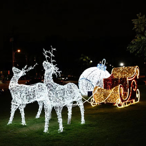 Lumières de Noël <span class=keywords><strong>et</strong></span> d'Halloween en forme de traîneau 3D avec éclairage LED blanc, indice de protection IP65, décorations de paysage pour mariage - Product Image 2