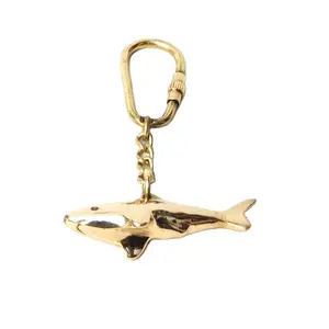 Brass Nautical Dolphin Shape Theme Long Length Key Chain Plain Mirror Polish Key Ring High Quality Exporter