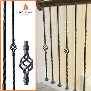 Chinese Supplier 1/2" Metal Stair Spindles Wrought Iron Balusters with Single Double Basket for Sale