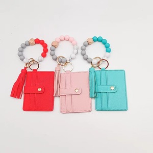Tùy Chỉnh Tie-Dye In Silicone Hạt Vòng Đeo Tay Thẻ Túi Mặt Dây Chuyền Chủ Thẻ Vòng Tay Ví PU Da Tua Vòng Tay <span class=keywords><strong>Keychain</strong></span> - Product Image 2