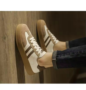 Automne été AD décontracté sportif chaussures à bout en cuir véritable blanc/noir à lacets confortable maille semelle intermédiaire en caoutchouc antidérapant - Product Image 4