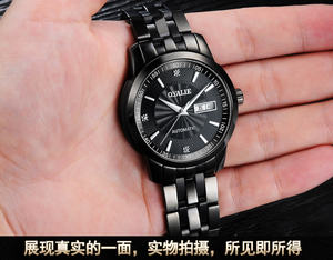 Montre de luxe pour homme avec cadran en verre, bracelet en acier inoxydable, mouvement à quartz résistant à l'eau, style designer d'affaires Haiou - Product Image 3