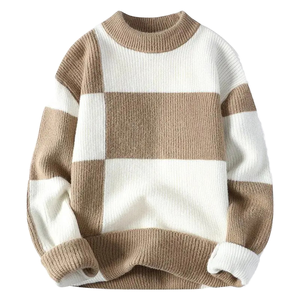 Nouvelle Collection <span class=keywords><strong>Pull</strong></span> Ras du Cou Homme Style Hiver <span class=keywords><strong>Chaud</strong></span> Rembourré Tricoté Couleur Uni Motif Losanges - Product Image 2