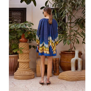 Robe midi <span class=keywords><strong>bohème</strong></span> tie-dye pour femmes |   Robe mi-longue à manches bouffantes pour l'été, les vacances et les sorties décontractées - Product Image 3