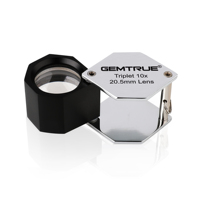 20.5mm 10X Triplet Diamond Loupe Satin Finish Professional Jewelry Magnifier With Leather Case