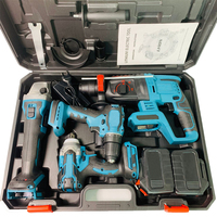 Kit Combiné Professionnel d'Outils Électriques sans Fil 4 en 1, Meuleuse d'Angle, dans une Boîte à Outils