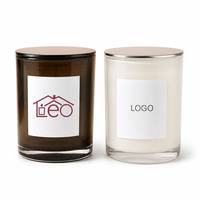 Bougie parfumée minimaliste en verre, récipient cylindrique ambré transparent avec couvercle métallique, conteneur vide pour bougie de soja faite à la main
