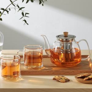 CnGlass 12 أونصة. كوب قهوة زجاجي من البورسليكات مزدوج الجدار بمقبض مربع طقم أدوات شرب للمطعم من 2 لكؤوس الشاي - Product Image 5