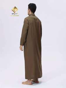 Al Haramain Thobe en coton blanc pour homme, à manches longues, col montant, longueur au sol, robe de prière modeste, style Moyen-Orient - Product Image 5
