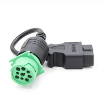 Adaptador OBD2 de Repuesto para Camiones, J1962 OBD II de 16 Pines Macho a Tipo 2 Verde J1939 de 9 Pines Hembra, Cable de Diagnóstico