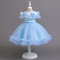 Robe de bal de princesse de luxe pour filles de 1 à 12 ans - Robe élégante sans manches en tulle bouffant pour mariage, fête d'anniversaire avec fleurs 3D