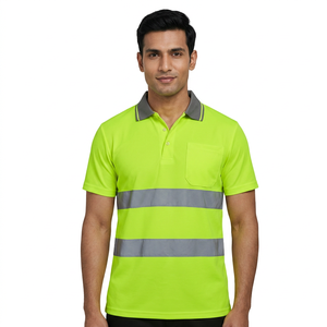 Camisetas Polo de Trabajo Transpirables de Alta Visibilidad Personalizadas, Unisex, con Franjas Reflectantes, Uniforme de Seguridad, Poliéster/Algodón - Product Image 1