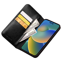 2024 QIALINO Distributor menawarkan casing dompet ponsel kulit buatan tangan mewah untuk iphone 14 pro Max
