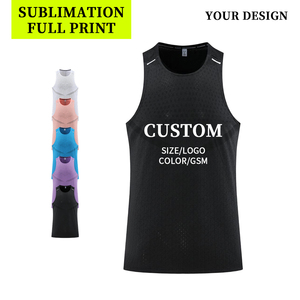 Men Bonded <b>Singlet</b> Contrast Color Breathable Holes Quick Dry Seamless Stretch Custom logo Sports <b>Running</b> Vest - Product Image 1