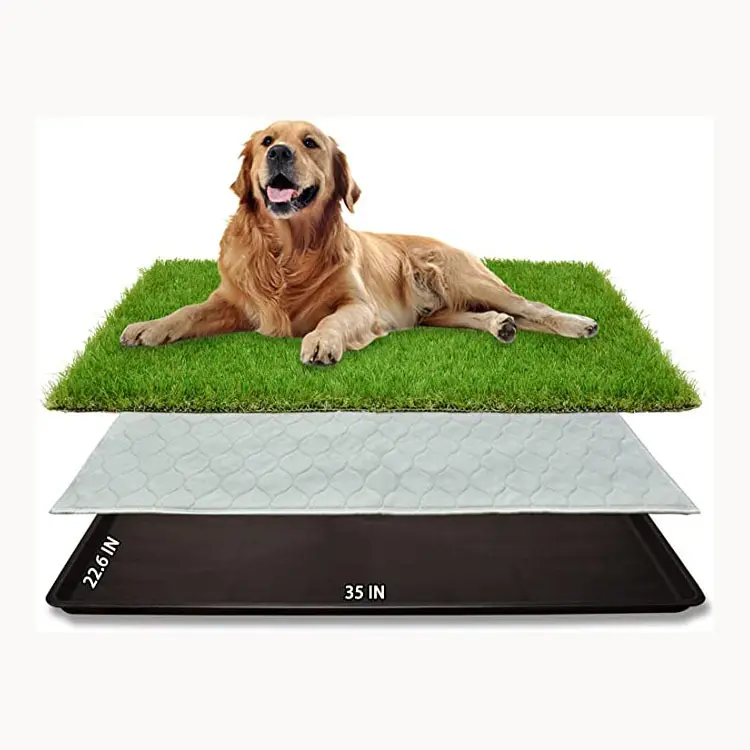 Washable Puppy Pee Pad Dog Grass Large Patch Potty Artificial Dog Grass Bathroom With Tray for Pet Training Indoor Outdoor