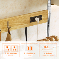 Support de boulangerie moderne avec prise de courant et rangement Support pour micro-ondes Chariot de cuisine Étagères en métal à 4 niveaux avec roulettes