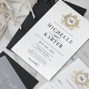 Papier texturé ivoire de qualité supérieure Crête matelassée pré-déjouée Feuille de luxe estampillée Annonce d'invitation de <span class=keywords><strong>mariage</strong></span> - Product Image 2