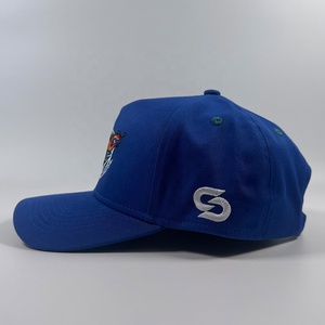 OEM alta corona di cotone colorato Unisex 5 pannello strutturato a tesa curva Snapback cappello personalizzato ricamo Design buffi cappellini da Baseball - Product Image 4