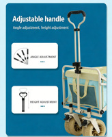 Chariot de camping pliable multifonctionnel à cadre renforcé pour l'extérieur, chariot de transport à haute capacité de charge