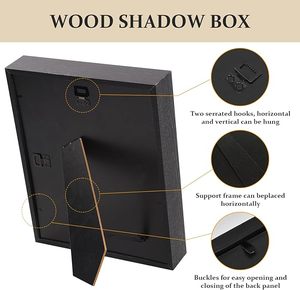 Wood Shadow Box <strong>Photo</strong> <strong>Frame</strong> 5x7" 8x10" A3/A4 New Arrival Creative <strong>Black</strong> with UV Glass-Multiple Sizes Eco-Friendly &amp; Durable - Product Image 2