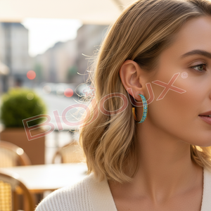 ELBA Boucles d'oreilles plaquées or 30 mm pour femmes Cristaux Hypoallergéniques - Product Image 3