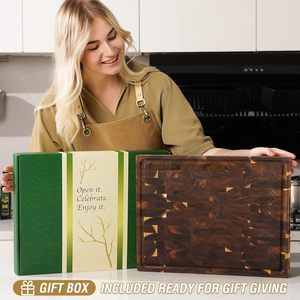 Tabla <span class=keywords><strong>de</strong></span> cortar <span class=keywords><strong>de</strong></span> madera <span class=keywords><strong>de</strong></span> veta final, bloque <span class=keywords><strong>de</strong></span> carnicero grande y grueso, antideslizante, <span class=keywords><strong>de</strong></span> acacia y nogal, para charcutería, personalizada por fabricante - Product Image 6