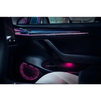 Pour Tesla Model 3 Model Y 2021-2023, panneau d'éclairage ambiant RGB pour tableau de bord, fibre de carbone, noir piano, amélioration de l'intérieur