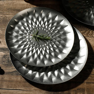 Vaisselle Assiettes à dîner en métal en acier inoxydable Plats en diamant Snack Gâteau aux fruits Plats de service - Product Image 2