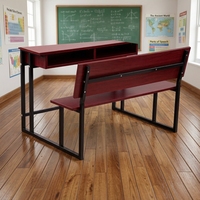 Banc double en bois pour salle de classe, table et chaises d'école pour projets scolaires