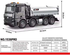 Novo HUINA SJY-1536PRO <span class=keywords><strong>RC</strong></span> Car Alloy All-Scale Heavy-Duty Engenharia Caminhão Basculante Escala 1:14 Veículo de Controle Remoto - Product Image 4