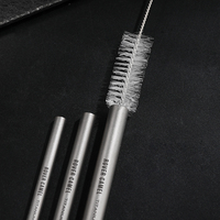 Paille en titane super résistante et ultralégère avec brosse de nettoyage, paille à boire en métal durable et réutilisable