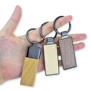 Custom Logo Wholesale Engraved Bamboo Keyring Key Ring Custom Blank Wood Wooden Keychains Key Chains For Engraving