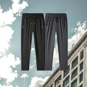 Pantalon de sport décontracté pour homme, été, léger, grande taille, en soie glacée, élastique, mi-lâche, respirant, séchage rapide, spandex/polyester - Product Image 2