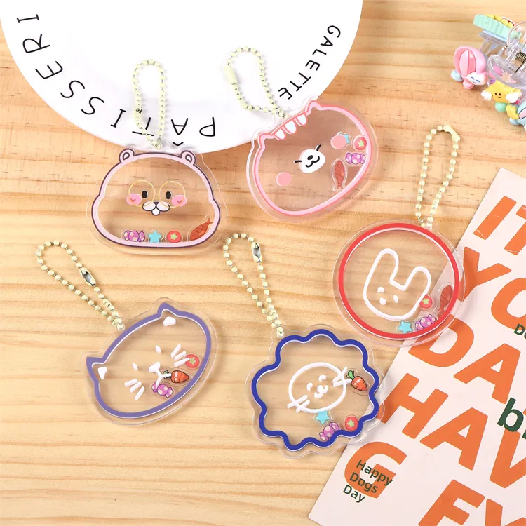 Erstellen Sie Ihre eigene individuelle Anime-Schlüsselanhänger kleine bewegliche Schüttelklappenschmuck transparent klar Acryl-Schüttler-Schlüsselanhänger