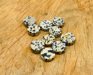 Compre Jaspe Dálmata en Forma Redonda, Disco Plano, Cabujón, Piedra Preciosa para Joyería, Colgante, Anillos para Hombre y Mujer - Product Image 2