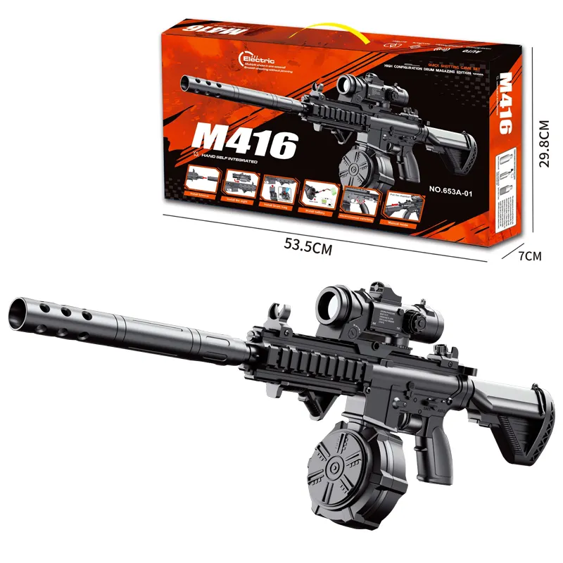 Pistolet à balles en gel Jeu de tir à balles d'eau manuel et automatique M416 pour adulte Pistolet jouet réaliste