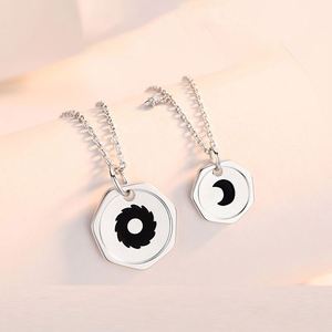 Fashion Men Women Sun Moon Couple Necklaces for Lovers Valentine Fashion Romantic Jewelry Necklace Couple Clavicle <b>Chain</b> - Product Image 3