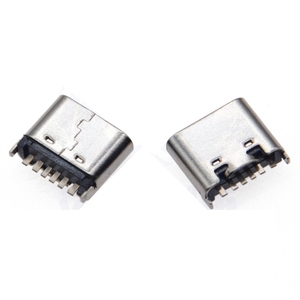 Connecteur femelle USB 3.1 Type-C 6 broches, corps court 6,5 mm 6,8 mm, montage vertical SMT avec 2 broches de fixation, port USB C à profil bas - Product Image 3