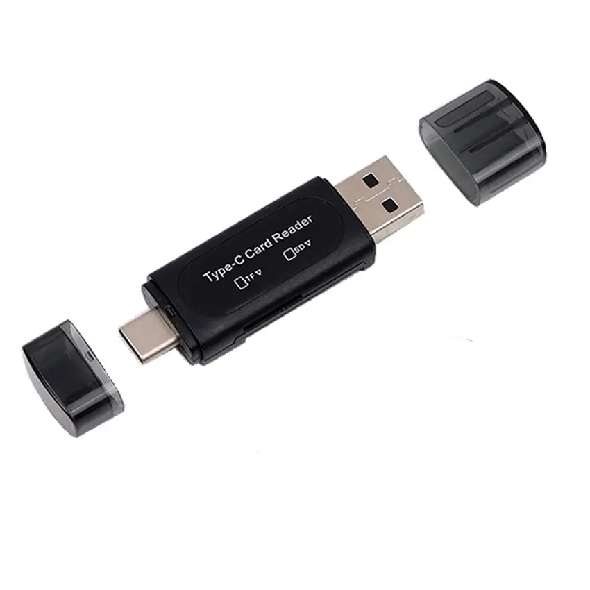 2 In 1 OTG Type-c USB 2.0 Micro TF SD OTG Card Reader Writer For Pc Mobile Phone HarmonyOS Android Mac Tablet Computer Camera