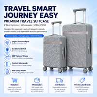 Valise trolley élégante gris argenté en PC, anti-rayures, avec panneau texturé, pour les entreprises haut de gamme, fabrication OEM