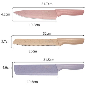 6pcs <b>Macaron</b> Color Wheat Straw Fruit Vegetable Knife Scissors Stainless Steel Kitchen Knife Set - Product Image 6