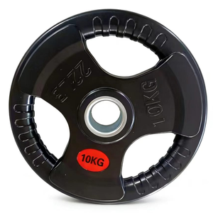 Disques de musculation en caoutchouc à triple grip, plaques de poids en caoutchouc pour haltères, idéales pour la musculation - Meilleures ventes - Product Image 2