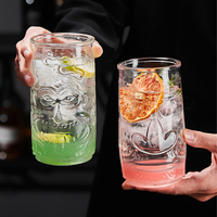 Mug Tiki Hawaïen Vintage en Verre – Tasse à Cocktail Créative pour Mojito, Jus, Boissons Froides – Style Zombie – Vente en Gros pour Bars et Restaurants
