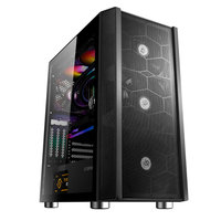 SUITMASTER P1000BK ATX Mid Tower Tempered Glass Steel with Fan RGB 4x140mm USB30 Mini ITX Vertical PCI Office Gaming Desktop