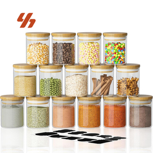 Juego de Frascos de Vidrio para Almacenamiento con Tapas de Bambú Herméticas de 240 ml, Recipientes Transparentes para Alimentos, Especias, Té, Azúcar, Café, Despensa de Cocina - Product Image 1