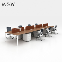 M & W Design populaire Table de bureau en bois Spécifications Taille Ensemble de prix Poste de travail pour 8 personnes Poste de travail de bureau